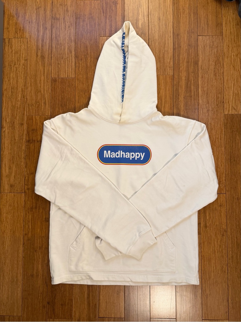 Madhappy Men’s Cream Colored Hoodie with Retro Logo